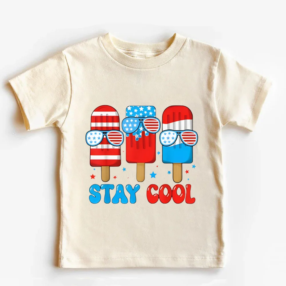 

Детская футболка с флагом США и надписью «Stay Cool 4»