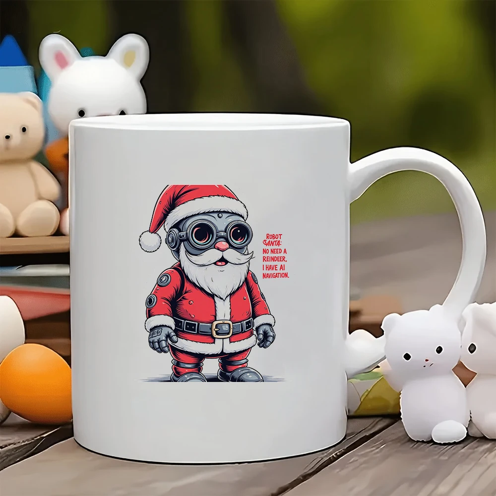 

Robot Santa Claus AI Navigated Cup + Cartoon Santa Claus Cup 11OZ Kids Cup Christmas Gift Family Office Coffee Cup Creative Gift