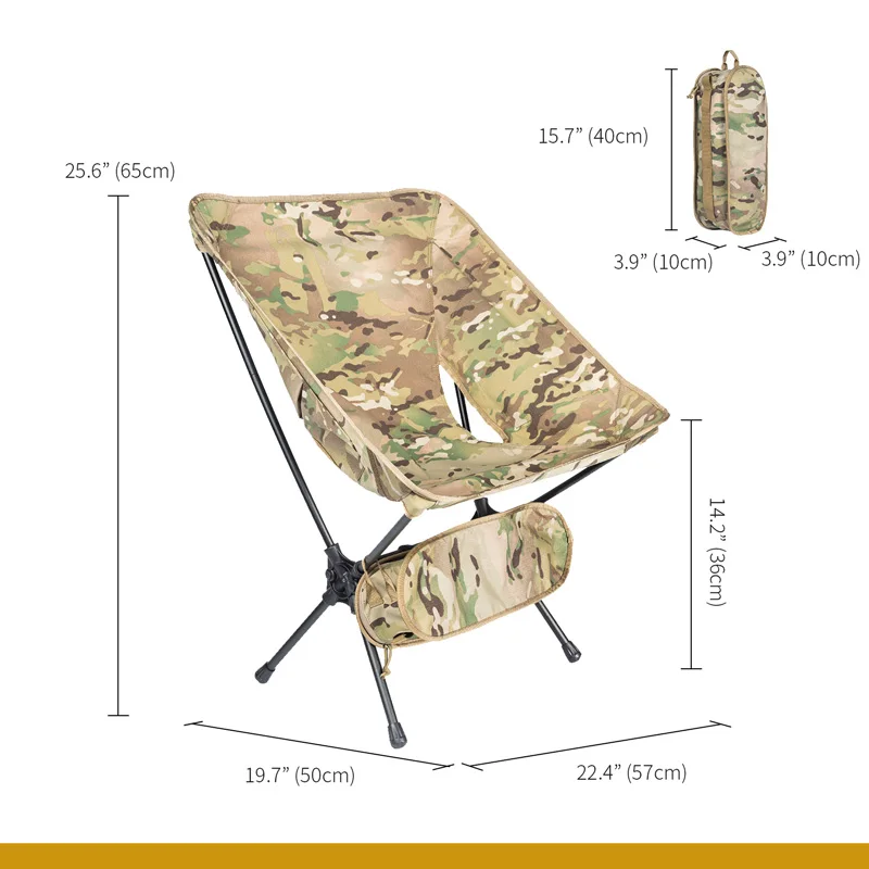 OneTigris Portable Camping Chairs Multicam Foldable Outdoor Chair For Camping Trekking Fishing BBQ Parties Gardening Indoor Use