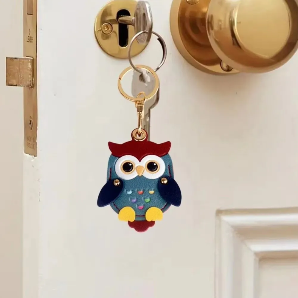 Cartoon Owl Charm Cartoon Owl Keychain Faux Leather High Quality Card Holder Keychain 2 in 1 Holder PU Leather