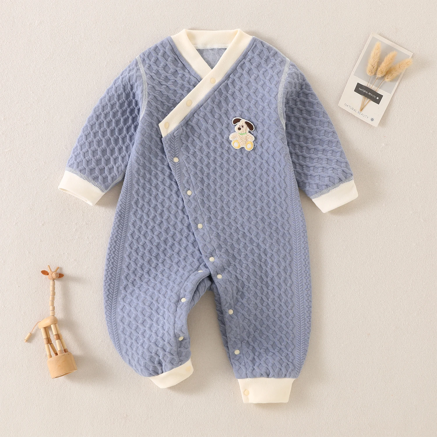 Costume chaud en coton pour nouveau-nés, ensemble 2 pièces, body d'entrée, respirant et confortable, vêtements pour bébé, automne et hiver