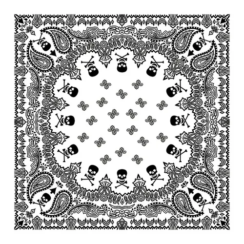 Imagen 2 del producto Pañuelos de Cachemira de seda de hielo para hombres y mujeres, bufanda deportiva de Hip-Hop, Bandana de calavera Punk, diadema para envolver, negro, rojo, blanco, 58x58cm