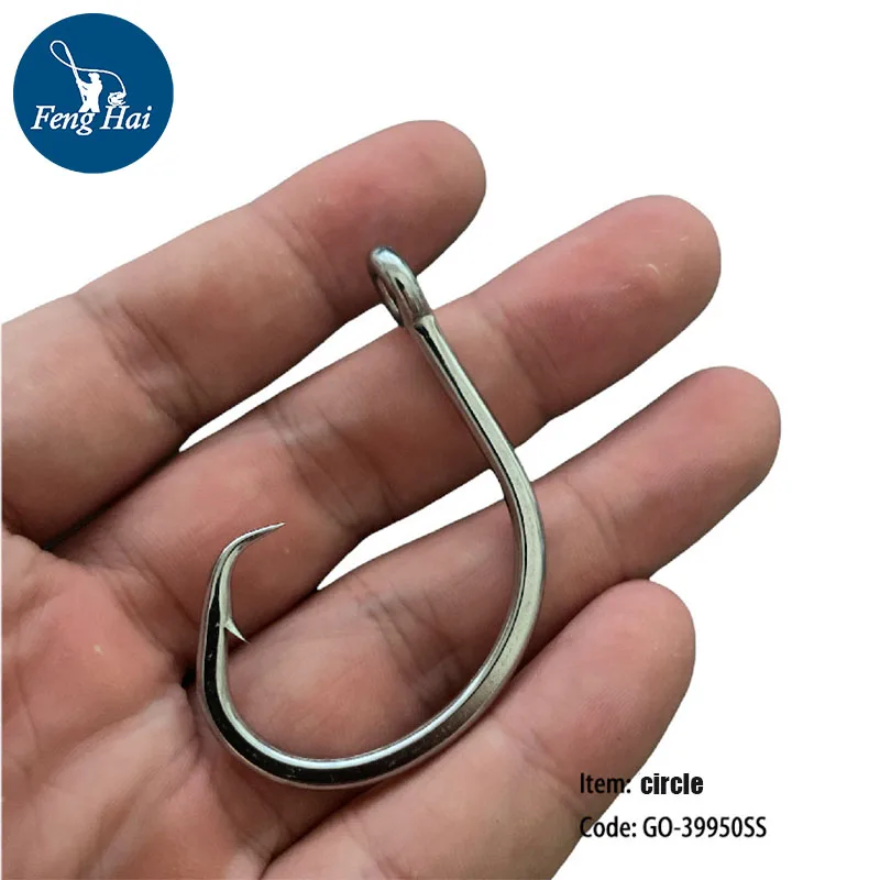 39950SS Stainless Steel Fish Hooks Barbed Hook Super Needle Point With Inline Big Game Hooks Golden Gun Shark Hooks