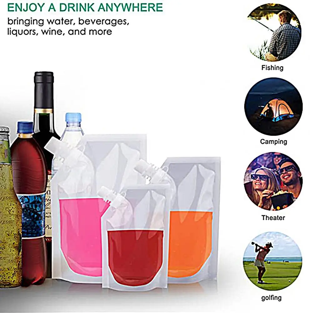 1 Set 350ML/500ML/200ML/100ML/1000ML Liquor Pouch Food GradeSneak Alcohol Flask Hide Drinking Bag with Funnel Kitchen Tools