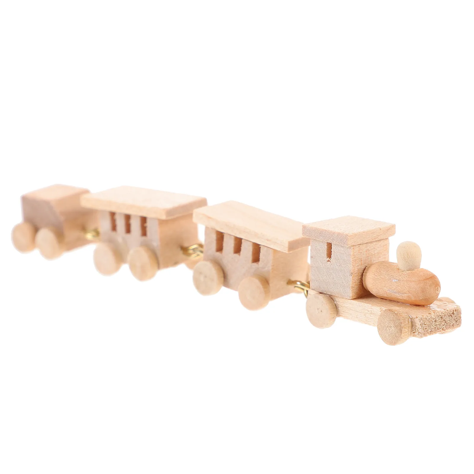 

Miniature Wooden Train Decor Colorful Cartoon Style Safe Material Kids Room Ornament Small Train Decoration House Ornament
