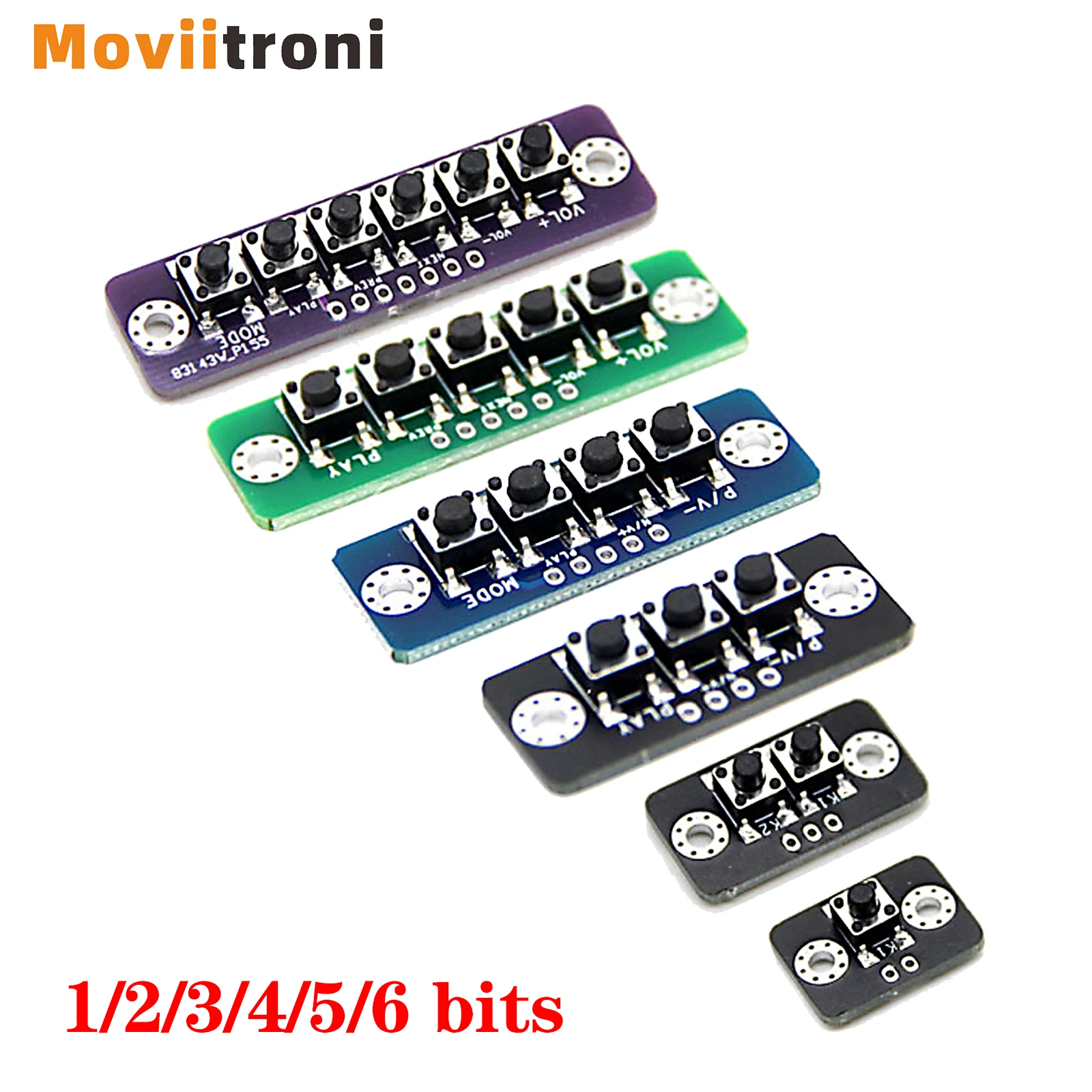 3pcs Independent External Button Module Micro Switch Button Board For Bluetooth Power Amplifier 1/2/3/4/5/6 bit