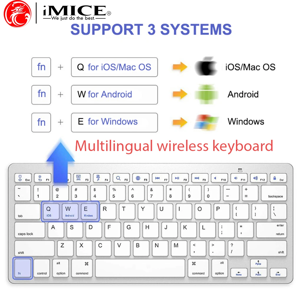 

Multilingual Slim Wireless Bluetooth Keyboard,Small Languages:Spanish,Arabic,German,Korean,Thai,French,Russian PC Accessories