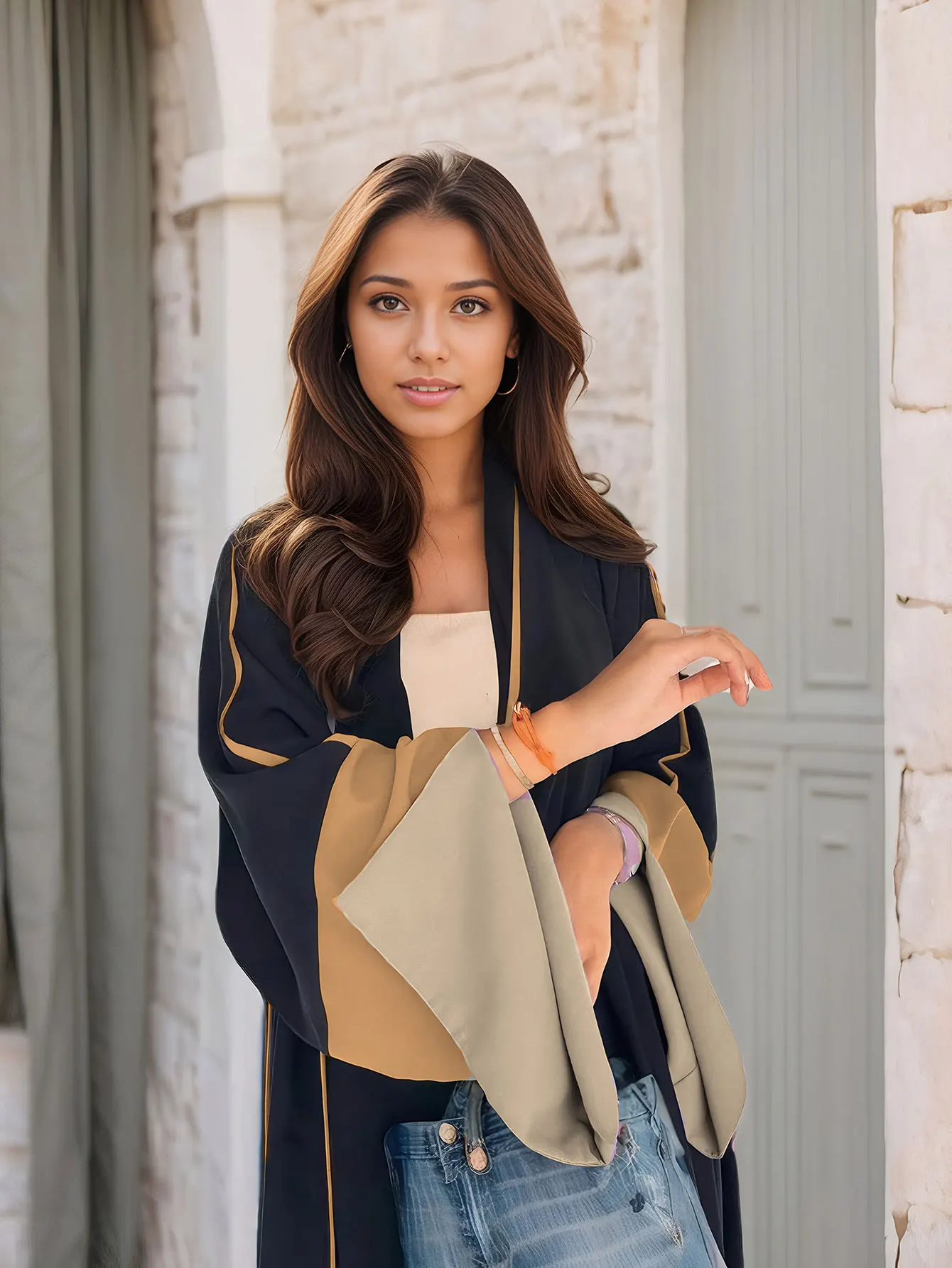 

Muslim Abaya Unique Color Sleeve Detail Suited for Middle East Cities like Dubai Cairo Ideal for Everyday and Islamic Festive