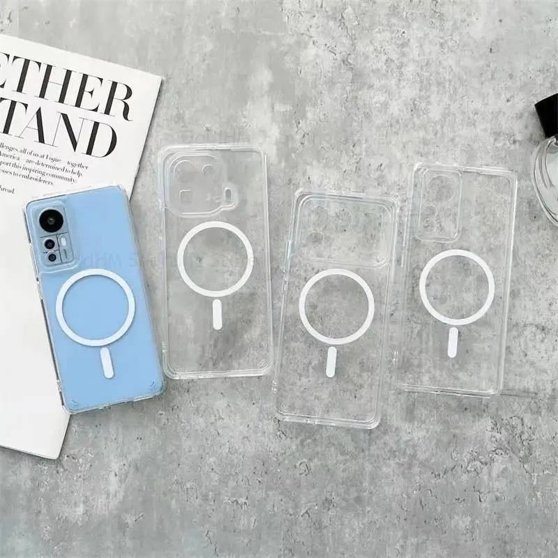 For Xiaomi 15 Ultra 14T Pro For Magsafe Magnetic Case For Mi 14 Ultra 13 12 11 Pro Fundas Wireless Charging HD Transparent Cover