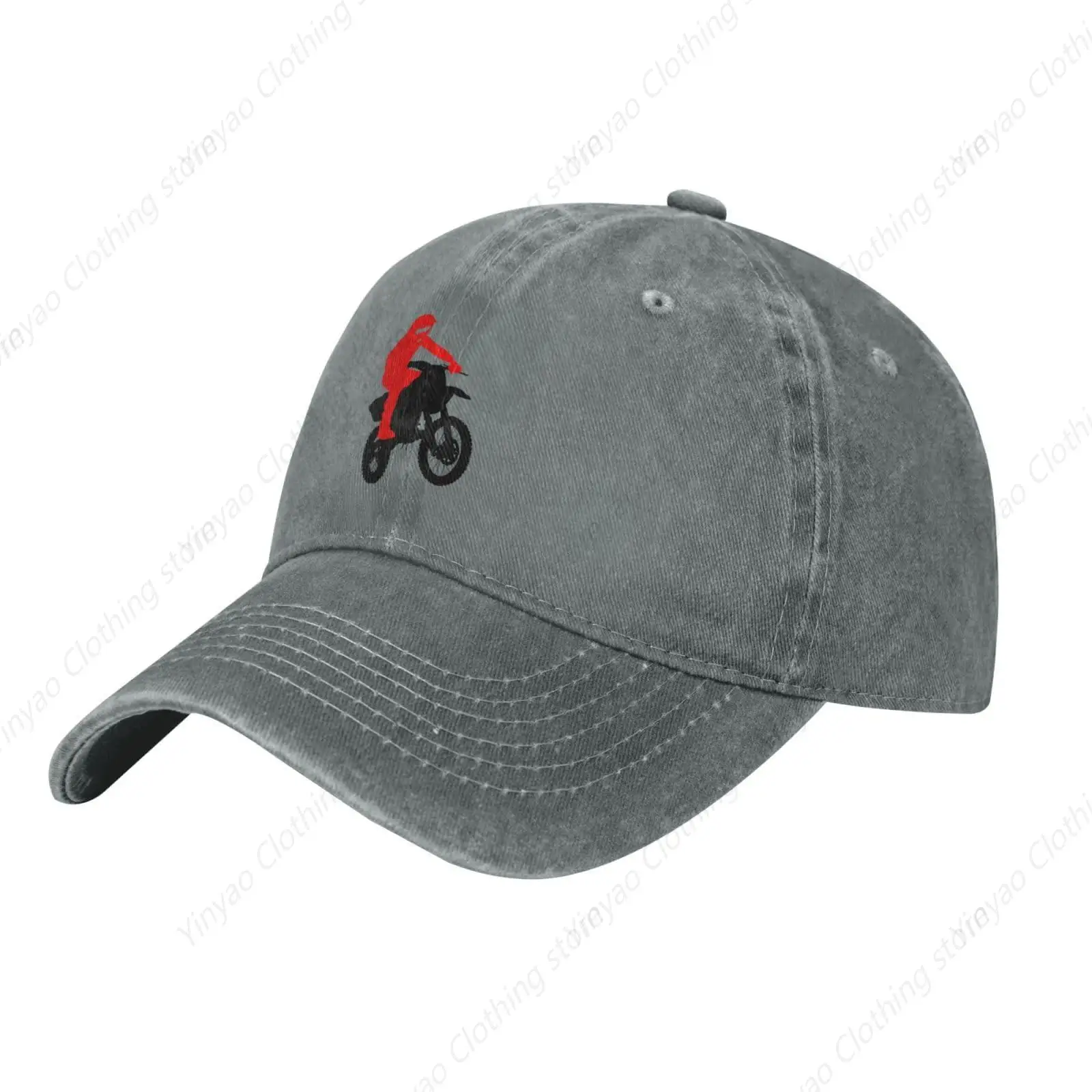 

Adult Retro Truck Driver Dad Hat Motorcycle Off-Road Rider Printed Baseball Cap Worn-Out Washed Denim Hat