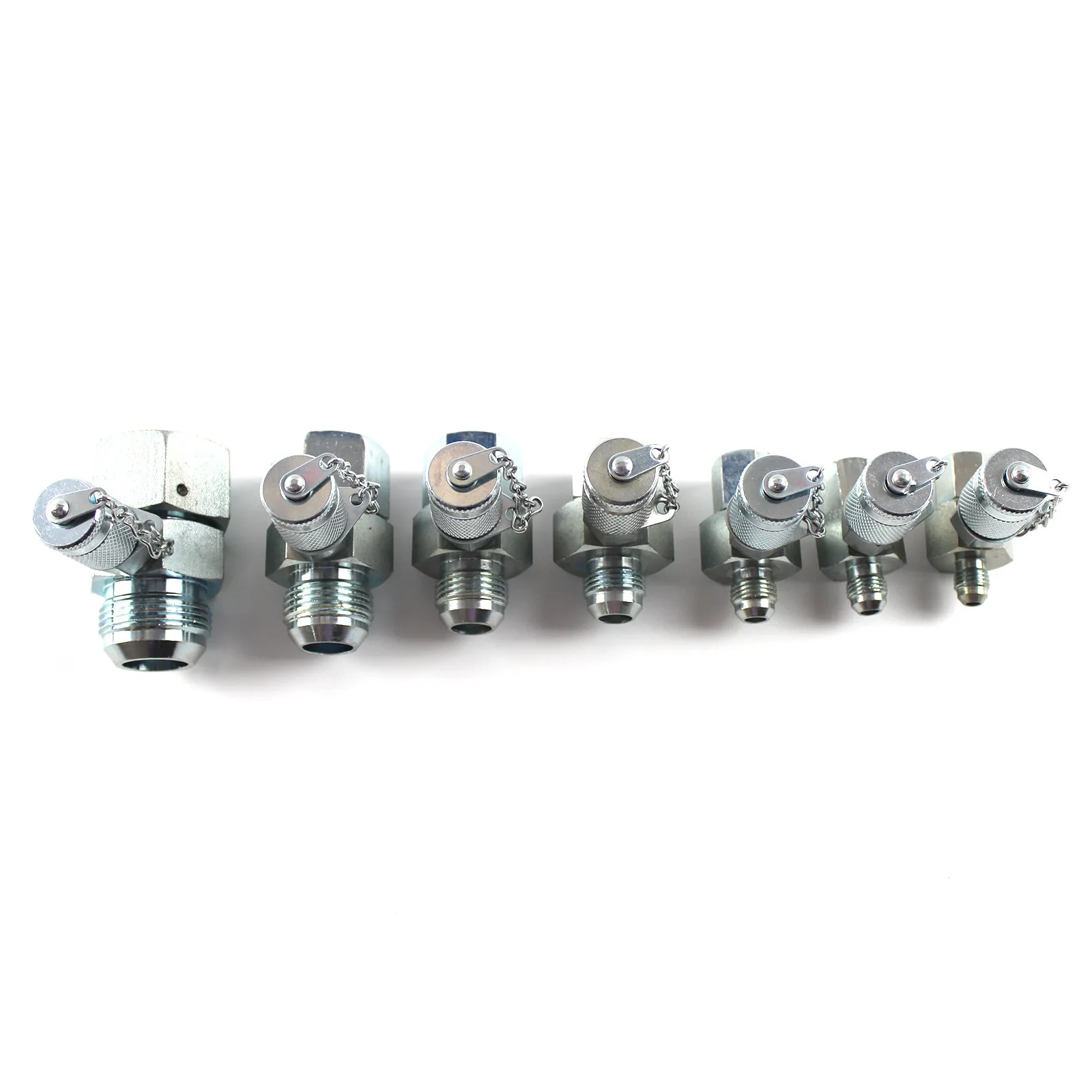 7pcs JIC-37° Type Hydraulic Swivel Run Tees For Excavator UNF1-5/16UNF1-1/16UNF 7/8UNF 3/4UNF 9/16UNF 1/2UNF 7/16 Test Coupling