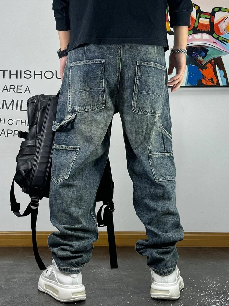 High Quality Ripped Patch Baggy Jeans Korean Fashion Loose Men\'S Clothing Streetwear Denim Cargo Men Pants Harajuku Trousers