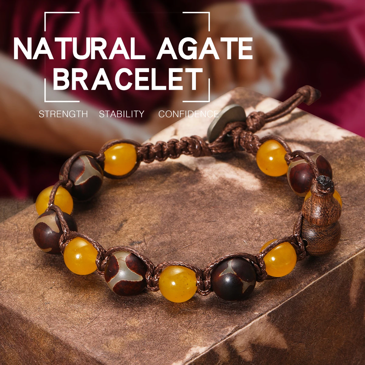 

Natural Stone Hand-Woven Bracelet Ladies Men Lucky Charms Adjustable Yoga Bracelet Friendship Jewelry Gift braccialetto tibetano