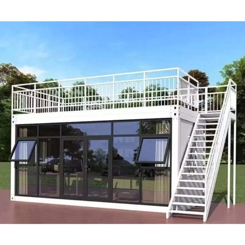 المحمولة 20ft 40ft حاوية حزمة مسطحة منزل الجاهزة هيكل الصلب بناء الزجاج منزل Glamping منزل فاخر