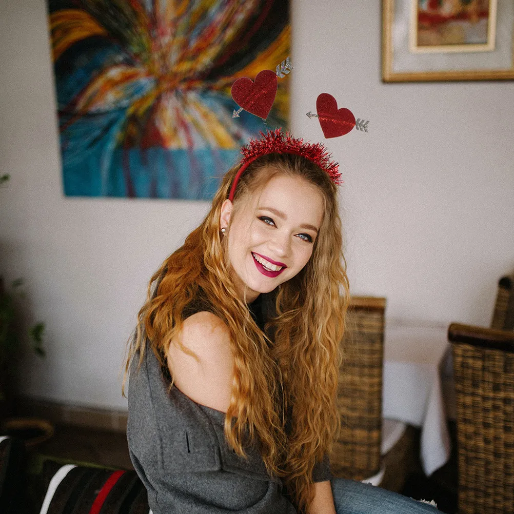 

2 шт. креативных ободков для волос в форме сердца, красные обручи для волос на День святого Валентина, свадьбу, вечеринку, реквизит для фотосессий, праздничный аксессуар