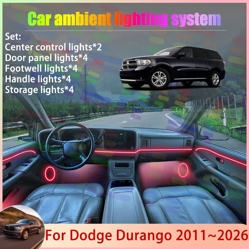

For Dodge Durango 2011~2026 2012 2013 2014 WD MK3 2/18 in 1 Car Atmosphere Light Lamp RGB Shade Ensemble Streamer Atmosphere Set