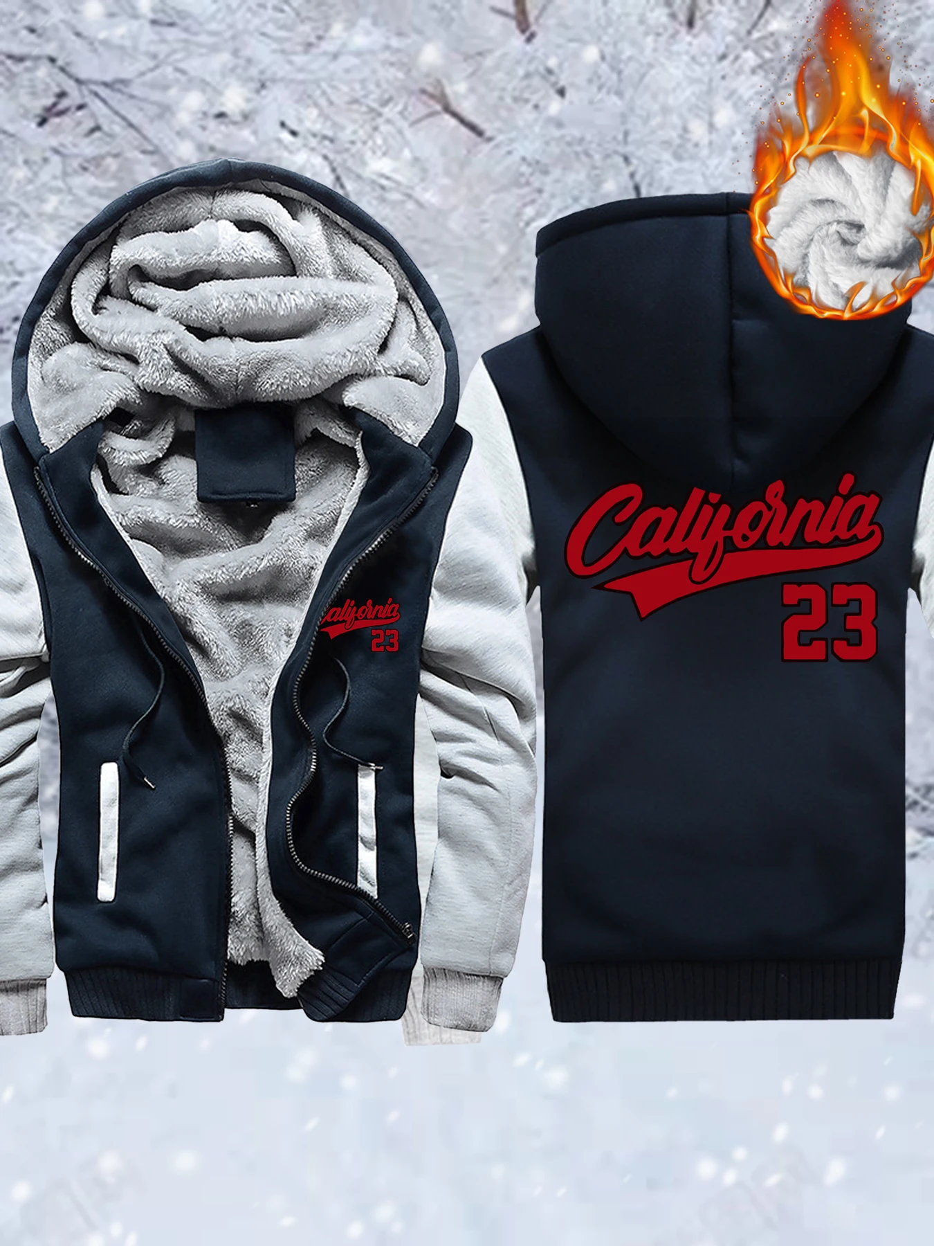 

Califirnia Letter Number 23 Logo Print Men'S Streetwear Fashion Thick Coat Soft High Quality Hoodie Outdoor Hooded Jacket
