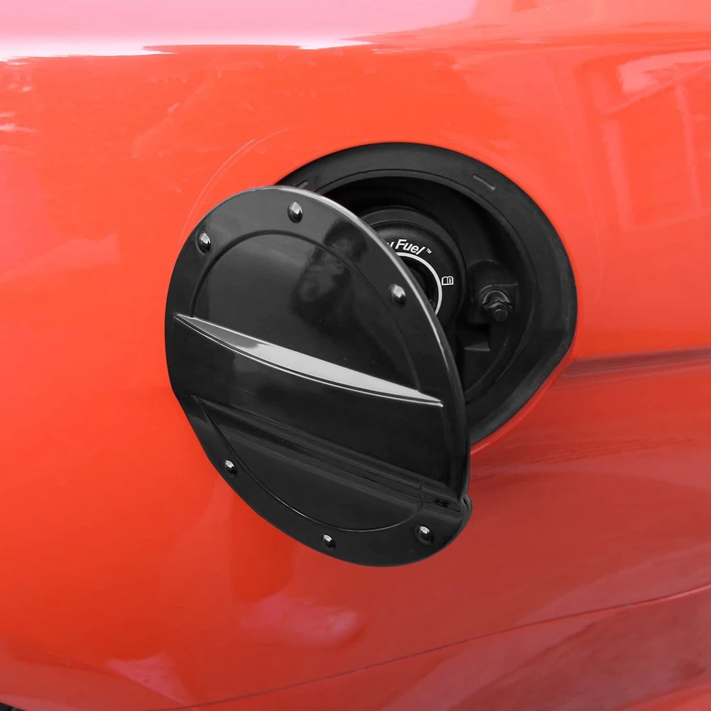 Fuel Filler Door Gas Tank Cap Cover Exterior Decoration Accessories for Ford Mustang 2015-2022 (Black)