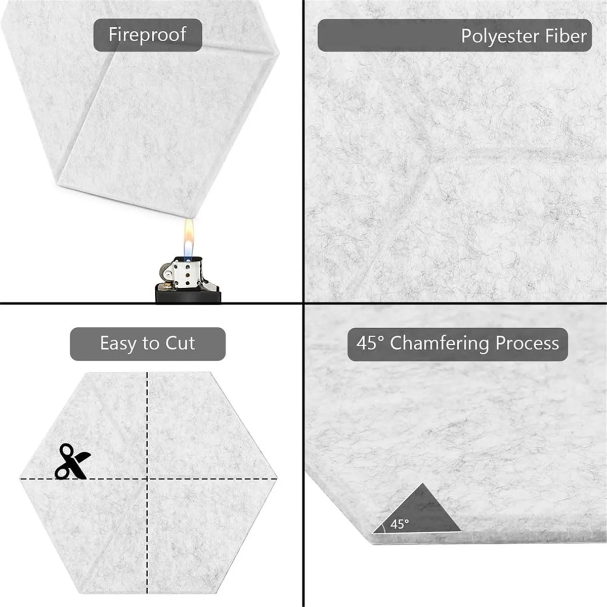 자체 접착식 음향 패널 12팩, 12x10.2x0.4인치 방음 폼 패널, 벽용 흡음 타일 흰색 G