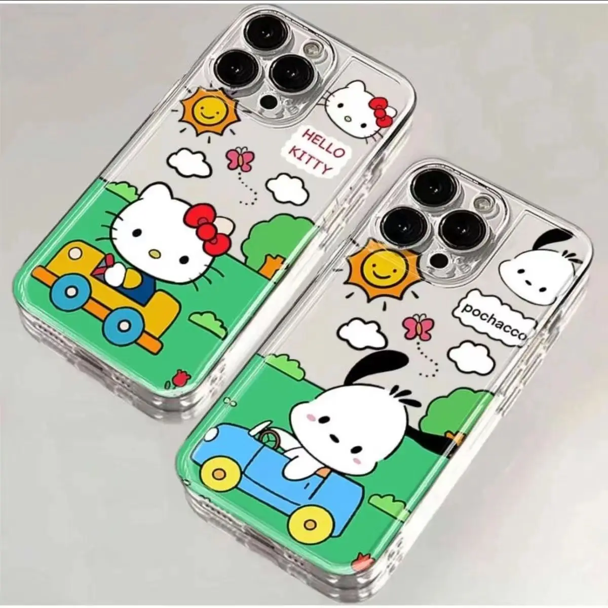 Cute Hello Kittys Pochacco Phone Case For iPhone 16 15 14 13 12 11 Mini Pro Max X XR XSMax 6S 6 7 8 Plus SE20 Transparent Cover