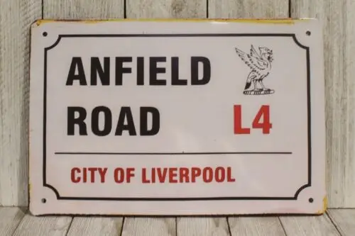 Anfield Road Street Sign Rustic Look City of L4 Soccer Stadium XZ