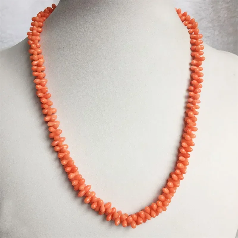 Peanut Shape Orange Coral Necklace Gemstone Vintage Natural Jewelry Noble Elegant Exquisite Beaded Chain Choker Collier