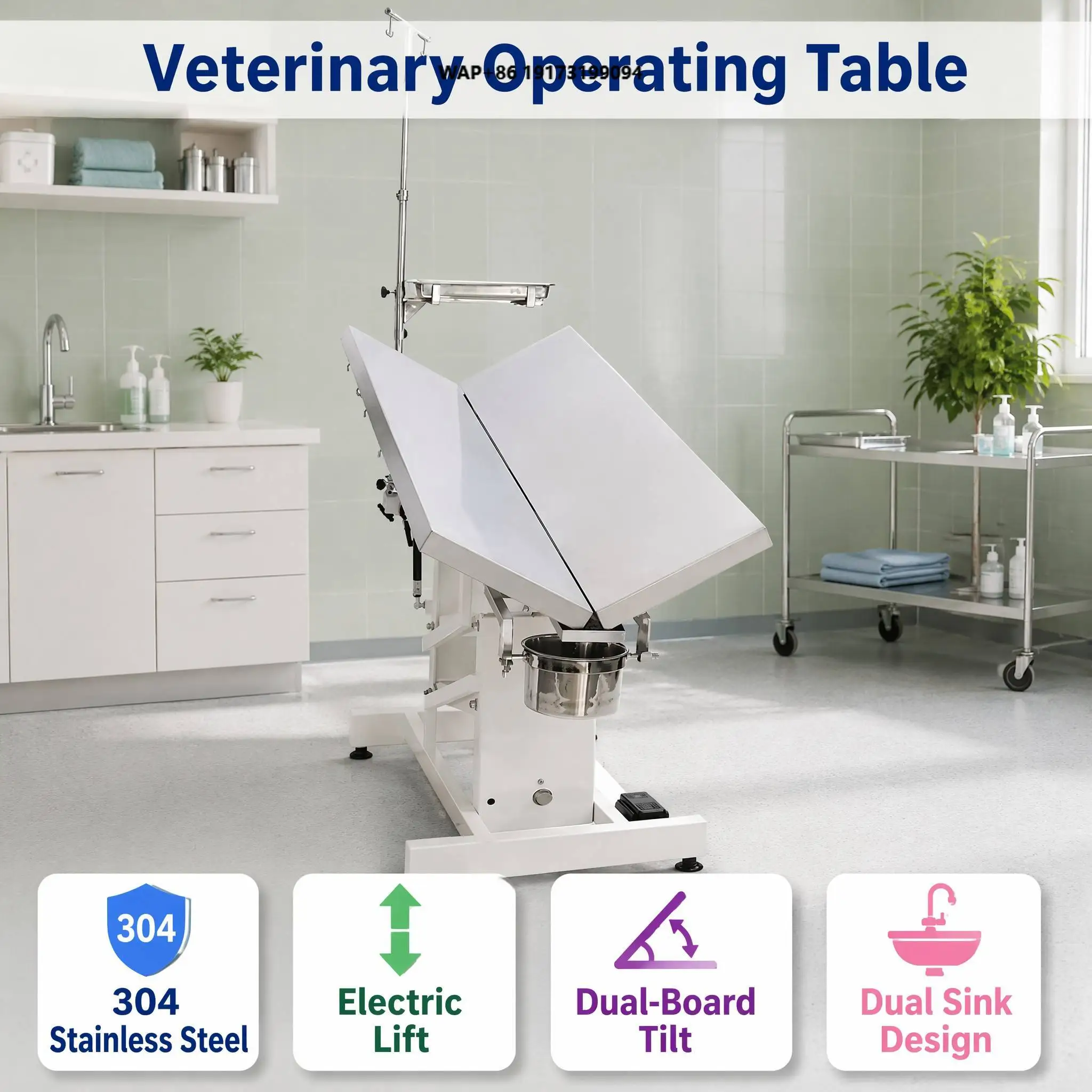 stainless steel animal operating table, electrically adjustable veterinary operating table, pet medical surgical equipment