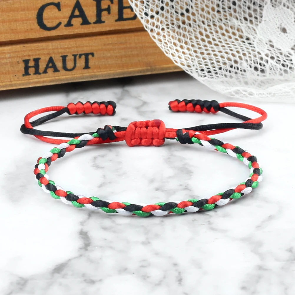 Palestine National Flag Bracelets Women Men Woven Rope Thread Adjustable Bracelets Country State Jewelry Christmas Patriot Gifts - view 5
