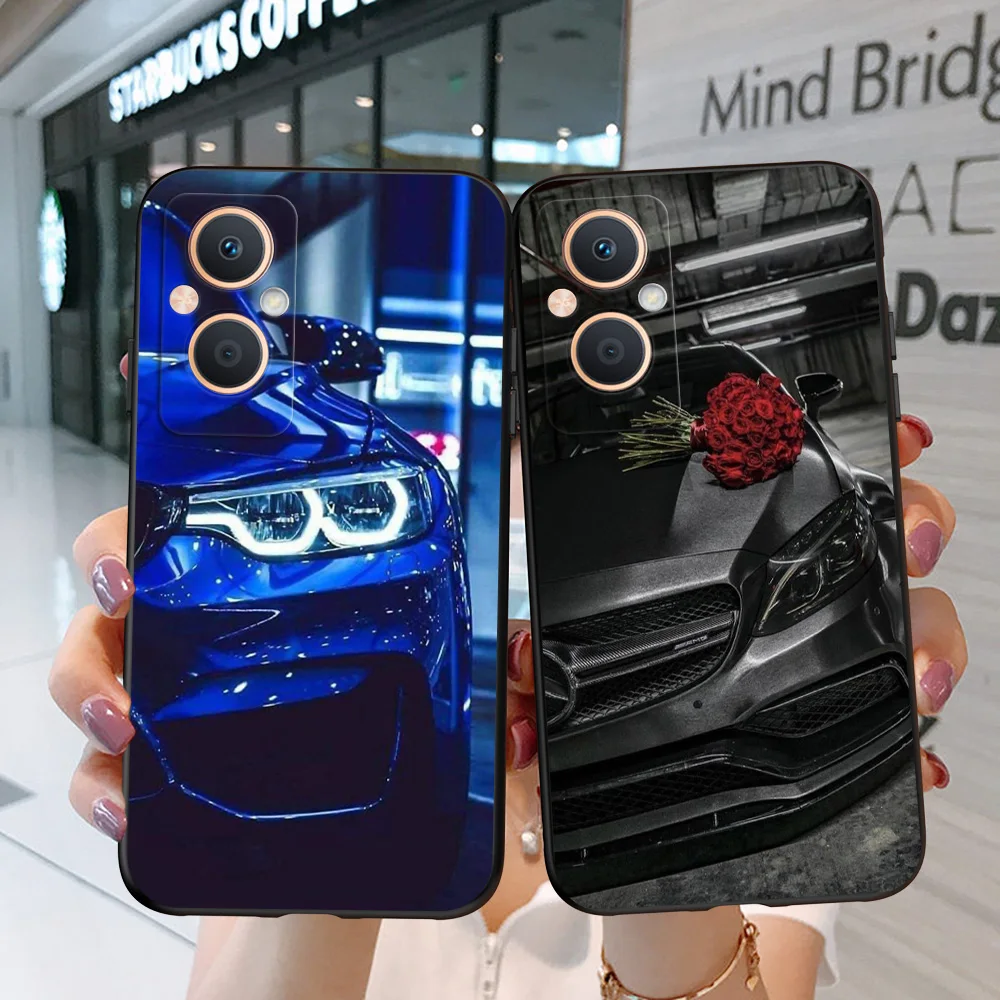 For OPPO Reno 7z  5G Case Silicon Phone Back Cover For Oppo Reno7z 5G Black Tpu Case Luxury cars cool