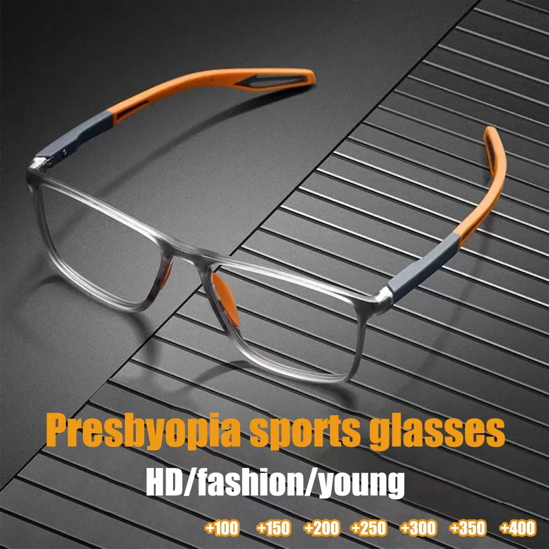 

Fashion TR90 Silicone Frame Reading Glasses Men Aged Elderly Presbyopia Sports Glasses Ultra-Light Anti Blue Light +1.0 to +4.0