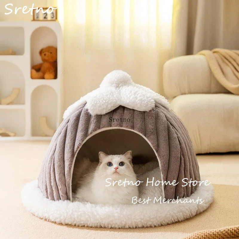 

SRETNO Pet Cat Dog Cute Beds Mat Super Soft Removeable Kennel Nest Cat Deep Sleep in Winter Cat Accessories cama para gatos