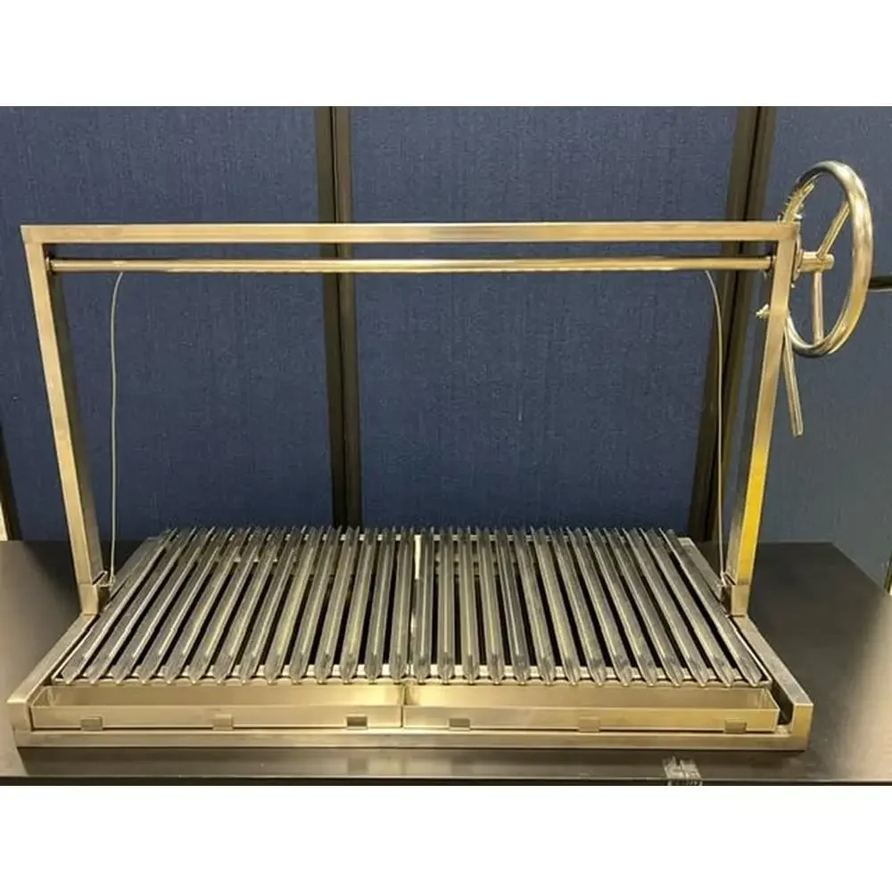 Parrilla de Santa María de acero inoxidable, rejilla en V, altura ajustable, barbacoa argentina, superficie de cocina resistente de 40x19 y 1/2"