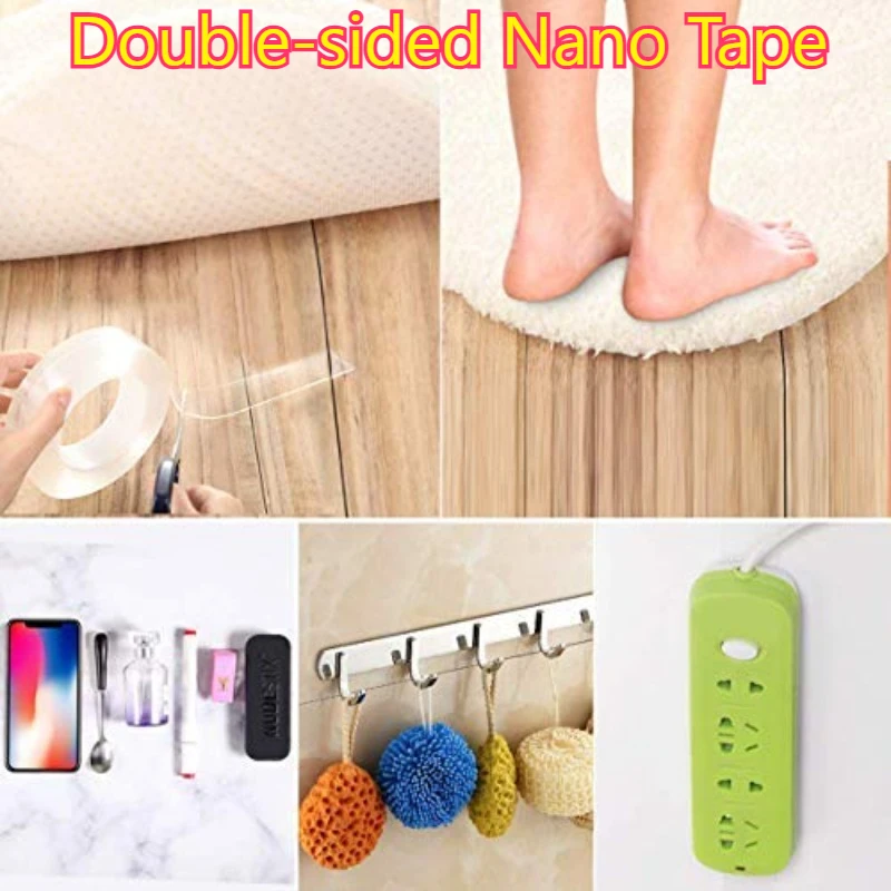 Fita Adesiva Nano Dupla Face Forte, Extra Impermeável, Sem Resíduos, Reutilizável, Transparente para Cozinha e Banheiro