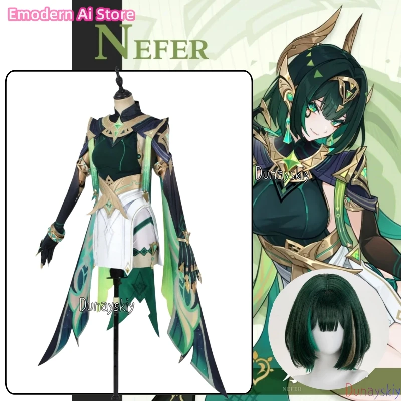 

Nefer Косплей Игра Genshin Impact π로윈 의상 Парик Платье Униформа Костюм Комплект Головных Уборов Хэллоуин Карнавальная Вечеринка Реквизит Для Женщин Девочек