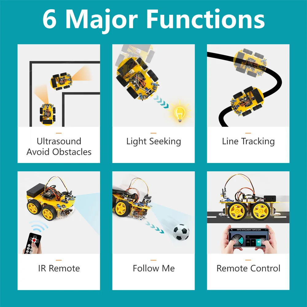 KUONGSHUN WiFi Multifunction 4WD Smart Robot Car Kit ESP32 for Arduino