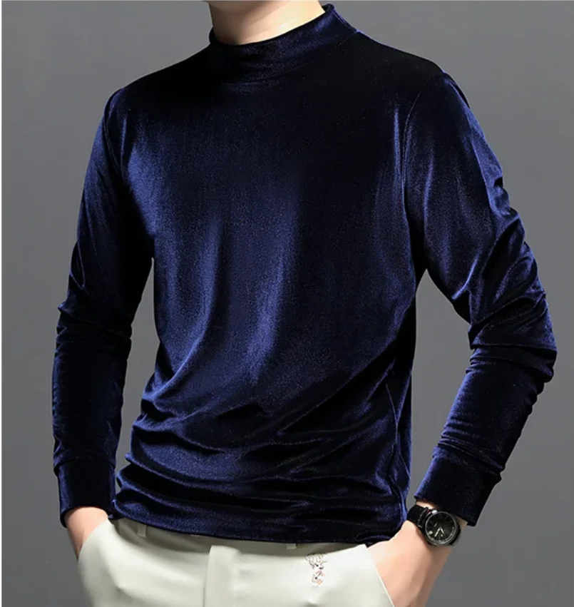 

2026 Spring & Autunm men's fashion slim velour blouse tops,black brown Winter velvet shirts,plus size clothes 5XL 6XL 7XL