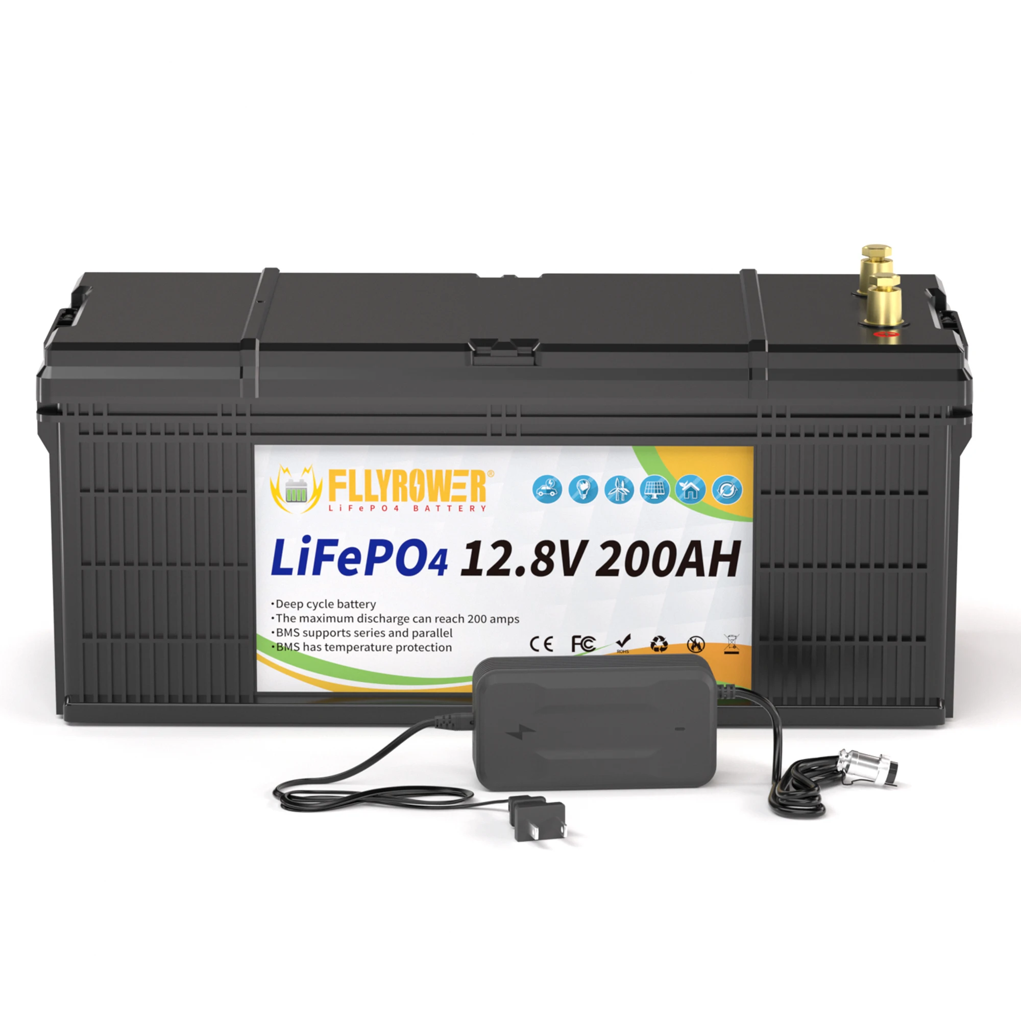 CA/US/UK/EU Stock 12V 120AH 100AH 180AH 200AH LiFePO4 Solar Energy Battery Lithium Iron Phosphate Battery For Engine/Motor RV