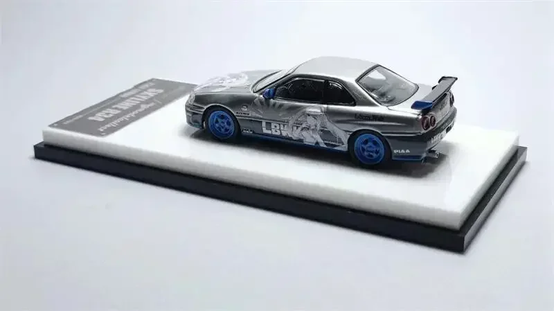 SKYLINE-Carro Modelo Diecast, Rainha Branca, Collect MC, R34, 25GT, Turbo, Branco, 999, 1:64