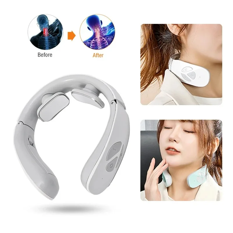 

Electric neck and shoulder pulse massager, magnetic pulse heating cervical spine relaxation pain relief massage 12 main modes