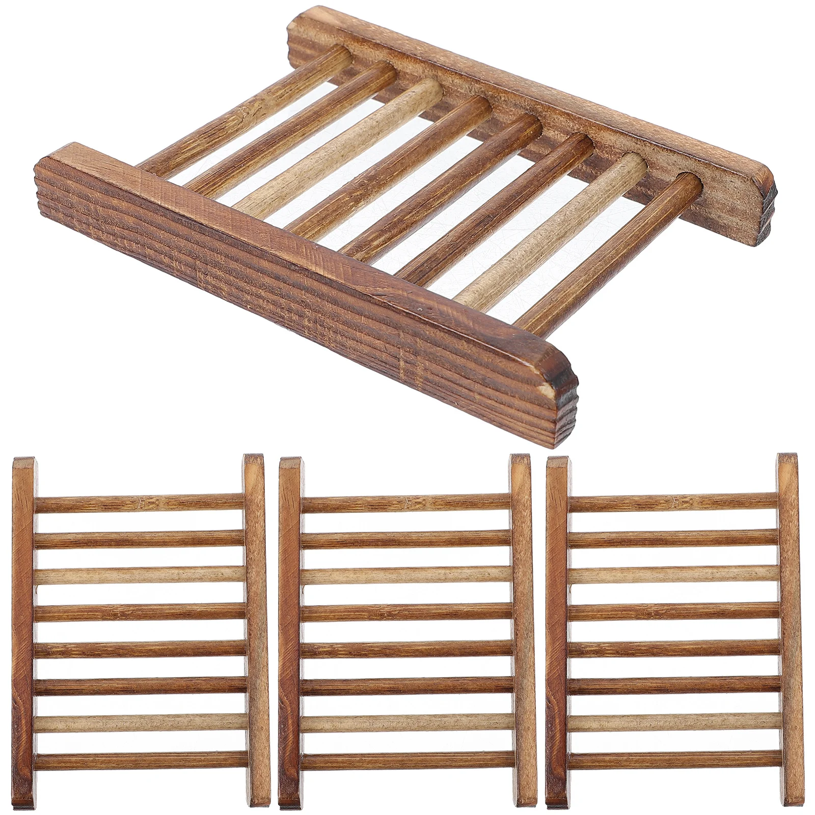 

4Pcs Wood Soap Dish Natural Material Self Draining Design Perfect for Any Occasion Wood Soap Dish Kitchen Sponge Stand