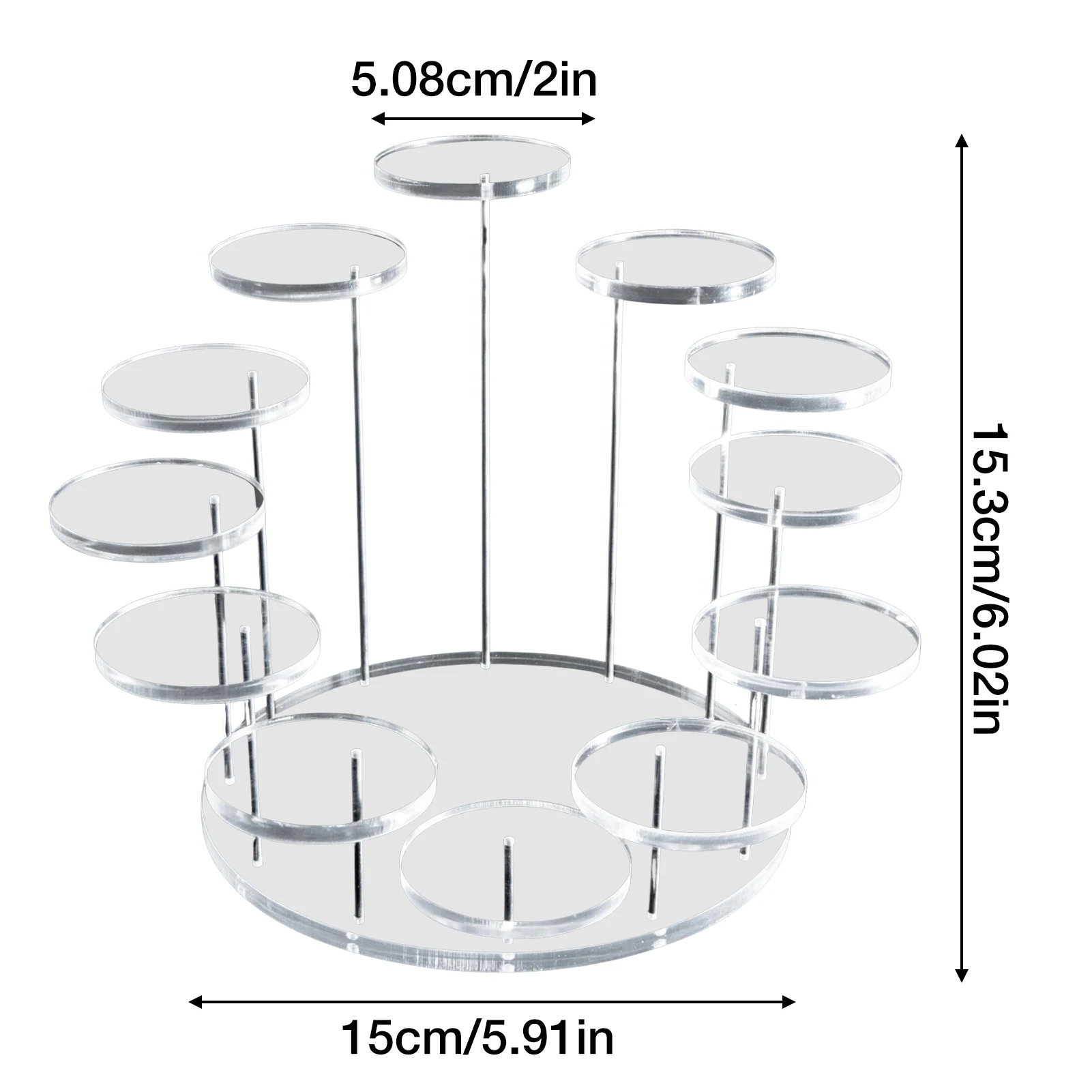 Multi-Layer Acrylic Ring Display Stand Earring Jewelry Holder Rack Gemstone Showcase Mini Anime Action Figure Storage Shelf