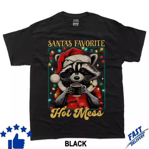 Santa'S Favorite Hot Mess Funny Christmas T Shirt Full Size S 5Xl