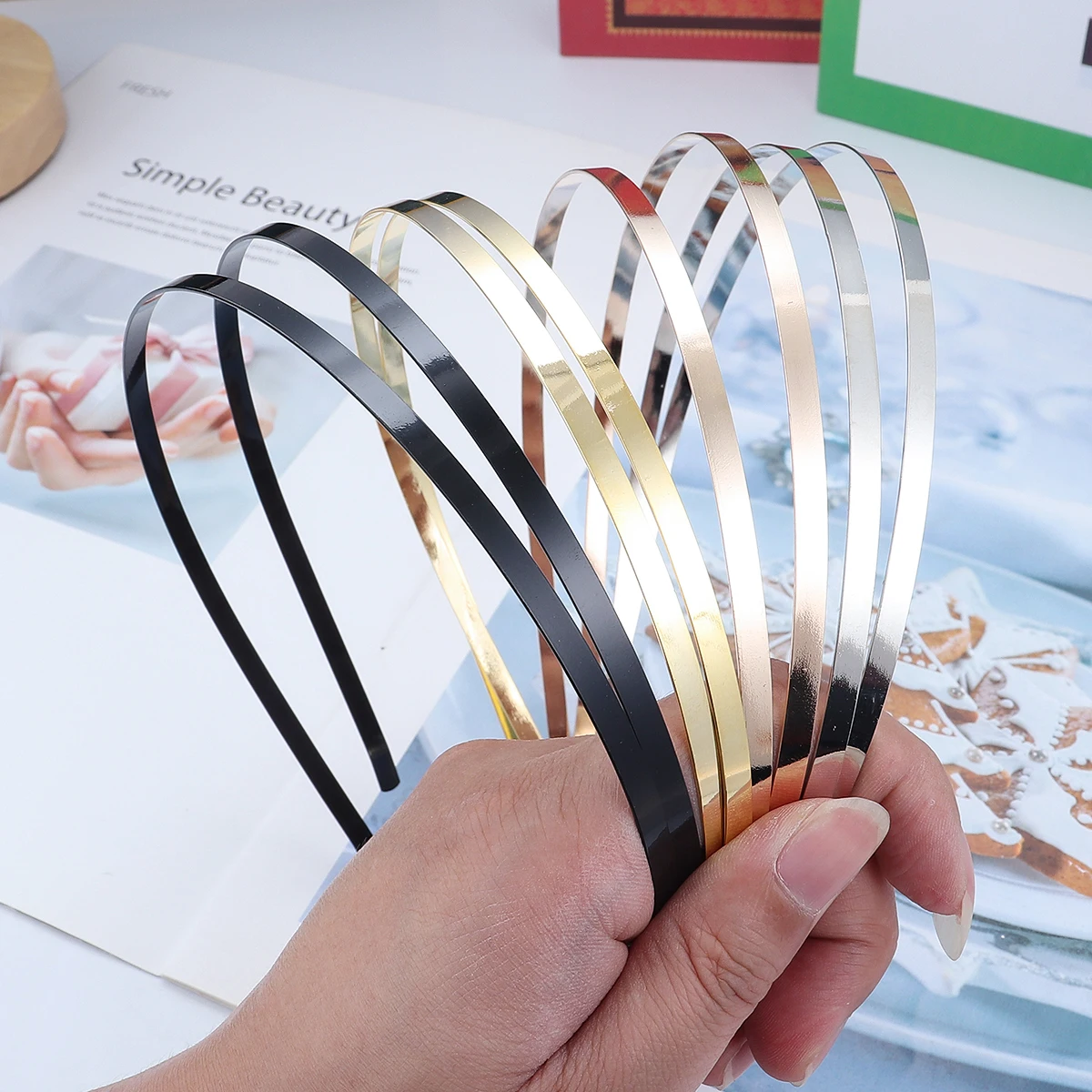 10 قطعة/الوحدة 4 مللي متر موضة معدنية فارغة عقال أغطية الرأس الذهب اللون بسيط عقال DIY بها بنفسك اليدوية النساء العصابات الشعر مجوهرات ديكو #1