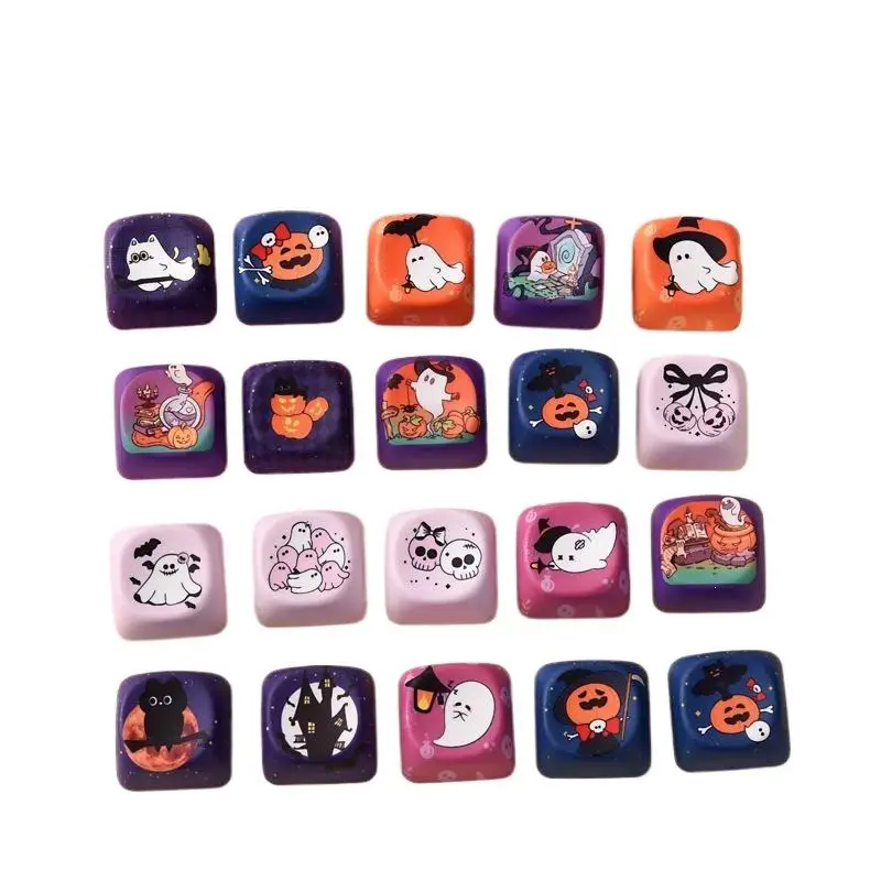 5/10PCS Cute Ghost Pumpkin Halloween Keycaps Custom DIY Keyboard Keycaps for Gaming Peripheral Decoration