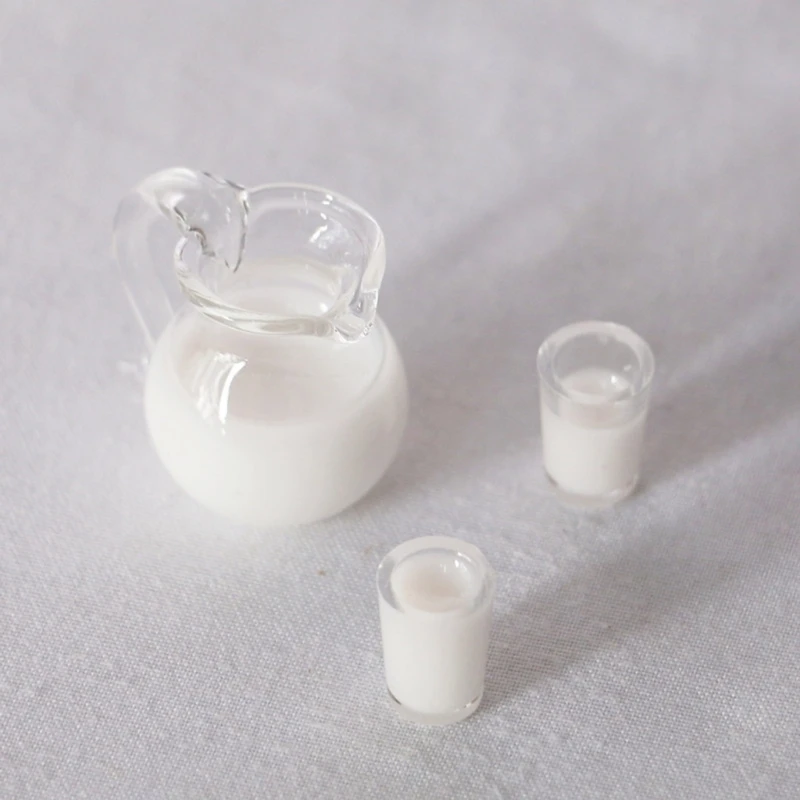 1:12 Rumah Boneka Miniatur Susu Jeruk Jus Minuman Cangkir Pot Model Ornamen DIY