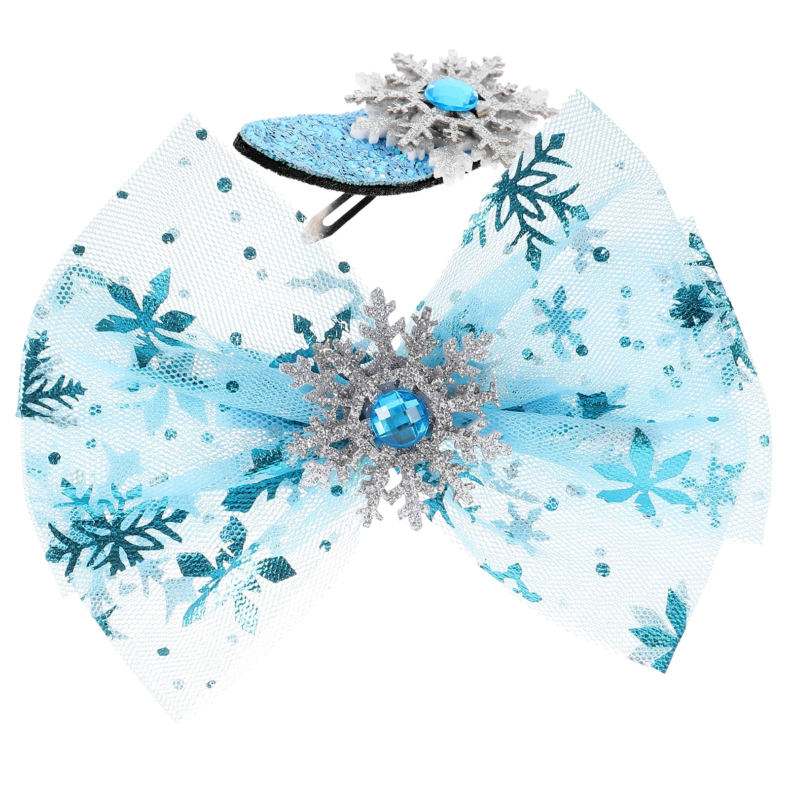 

4pcs Snowflake Hairpins Multi-Layer Mesh Bow Hair Clips For Girls Kids Children Durable Comfortable Hair Accessories Holiday