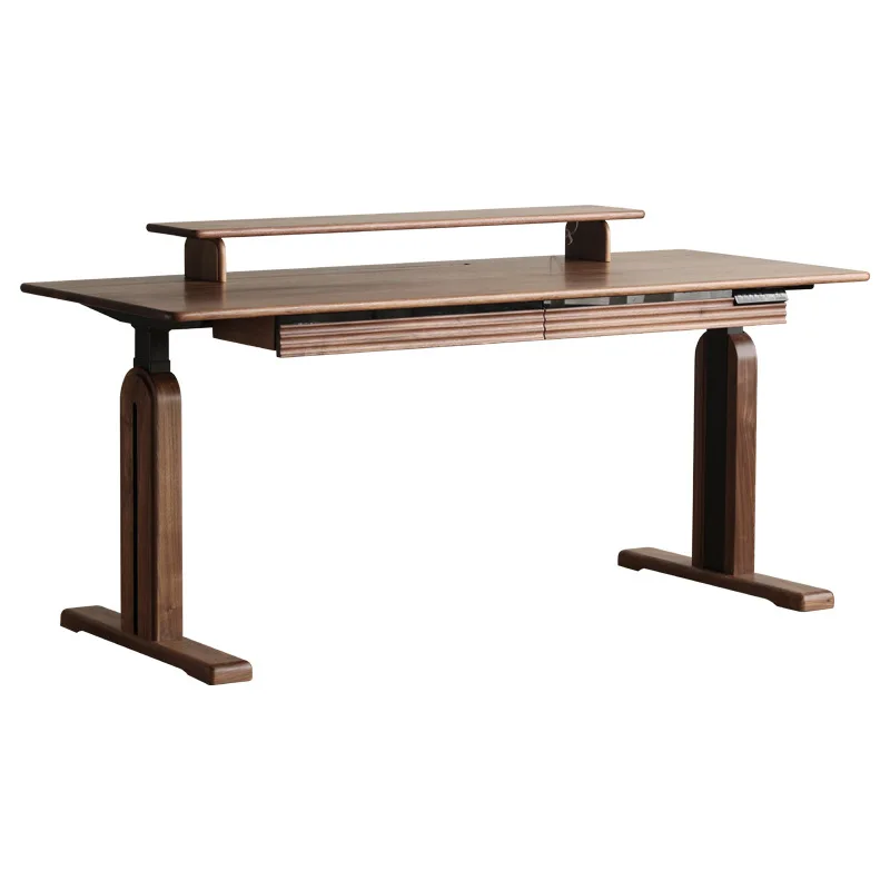 

Modern simple black walnut electric lifting desk intelligent solid wood lifting desk computer desk