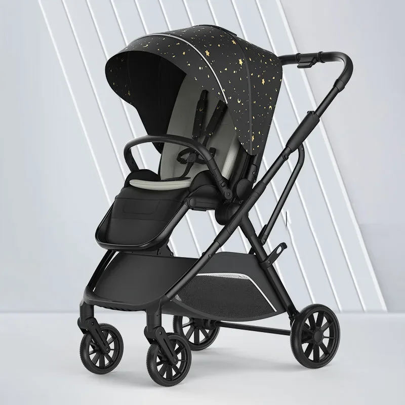 Four-wheel Stroller High Landscape Lightweight Folding Stroller Newborn Baby Two-way Seat Shock Absorption Baby Stroller