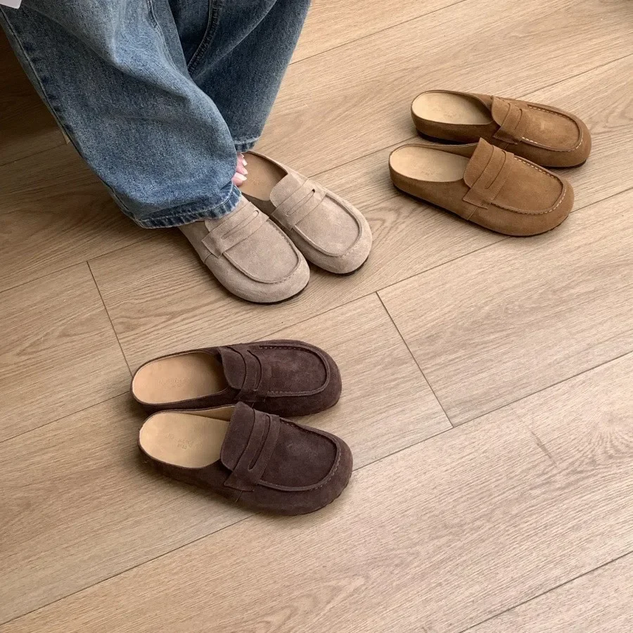 Zapatos sin cordones de fondo plano de estilo británico, zapatos perezosos para mujer, sandalias versátiles, novedad de Otoño Invierno, suela de goma cómoda