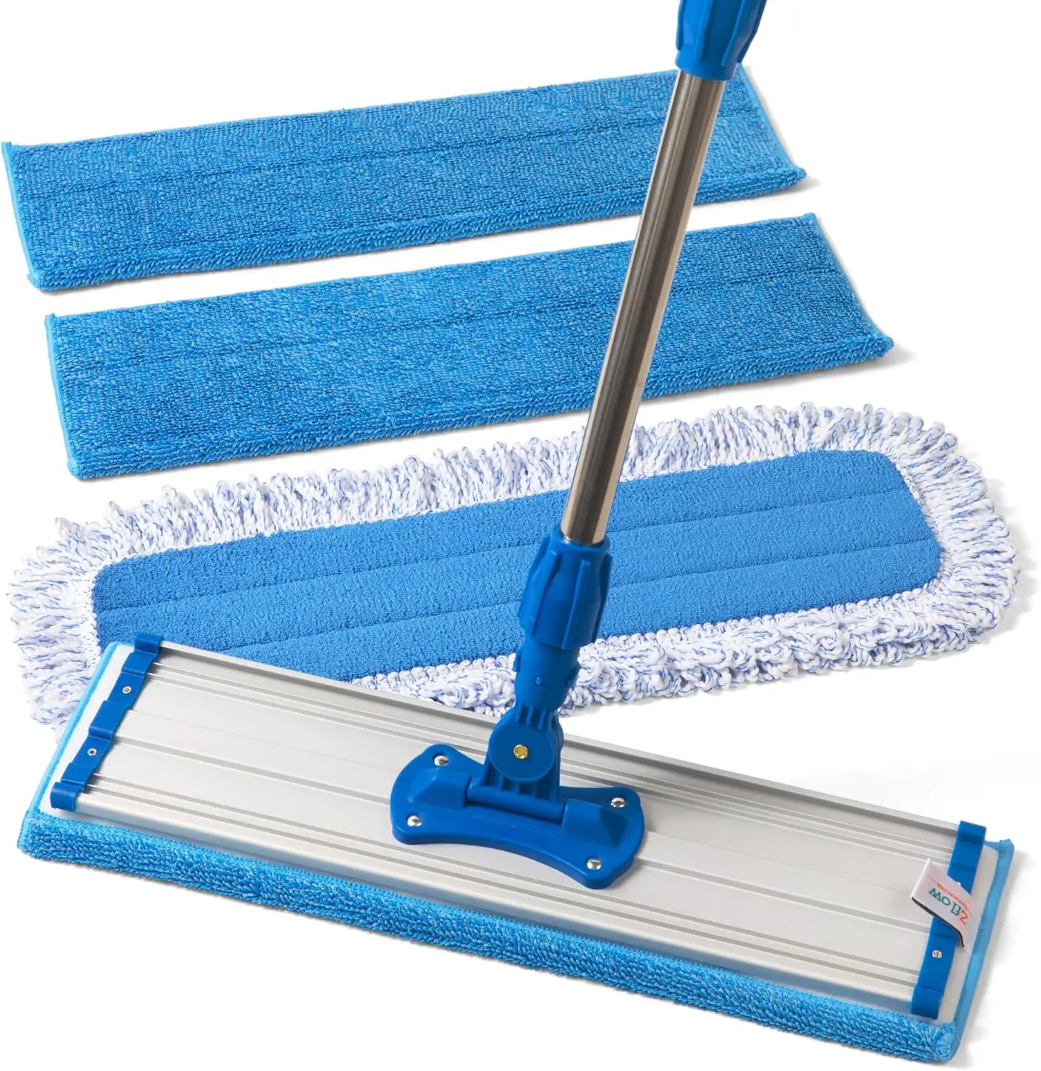 

18" Professional Microfiber Mop with Stainless Steel Handle, 3 Wet Pads & Dust Pad for All Floor Types